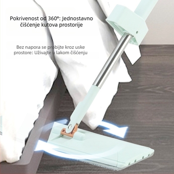 Meitianle plosnati mop za suho i mokro čišćenje, okretan i sklopiv, čisti jednim potezom, bez dodirivanja rukama, visoka apsorpcija
