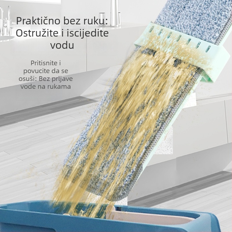 Meitianle plosnati mop za suho i mokro čišćenje, okretan i sklopiv, čisti jednim potezom, bez dodirivanja rukama, visoka apsorpcija