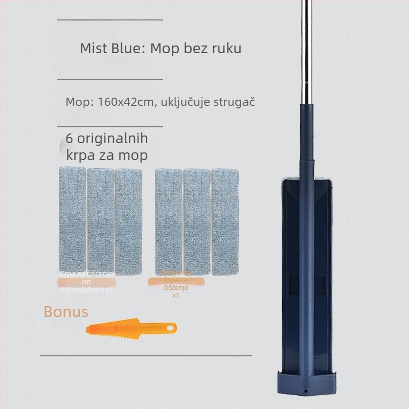 Meitianle plosnati mop za suho i mokro čišćenje, okretan i sklopiv, čisti jednim potezom, bez dodirivanja rukama, visoka apsorpcija