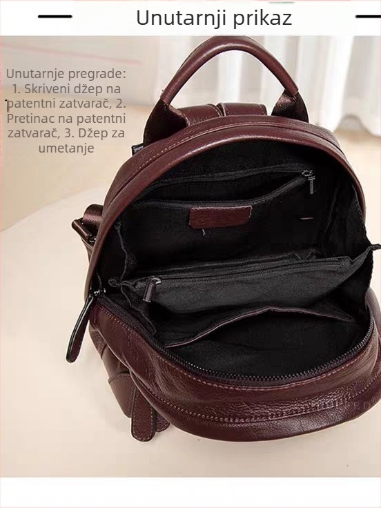 Ruksak od najkvalitetnije kože, retro stil, ženski putni ruksak velike kapacitete