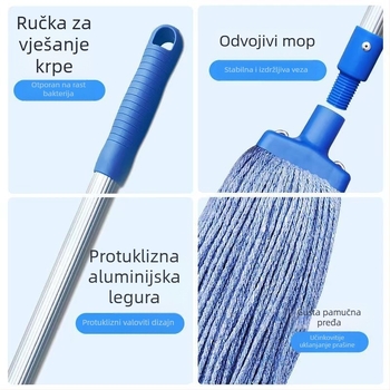 Mop od pamukovog vlakna za pločice, velikog formata, izdržljiv i jednostavan za čišćenje.