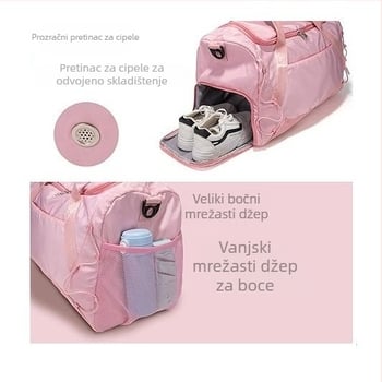 Torba za sport s velikim kapacitetom, odjeljak za mokro i suho, za kratka putovanja, moderna i svestrana crossbody torba