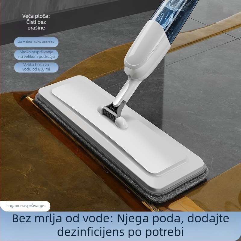 Novi plosnati mop s raspršivačem za drvene podove – suho i mokro, dvostruko korištenje