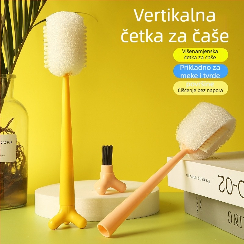 Višenamjenska četka za čišćenje čaša i boca, s dugom drškom i glavom od sunđera
