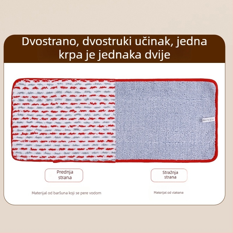 Ravna krpa za mop s kopčom za pričvršćivanje, debeli zamjenski krpa za čišćenje podova, apsorpcijski pravokutni dodatak