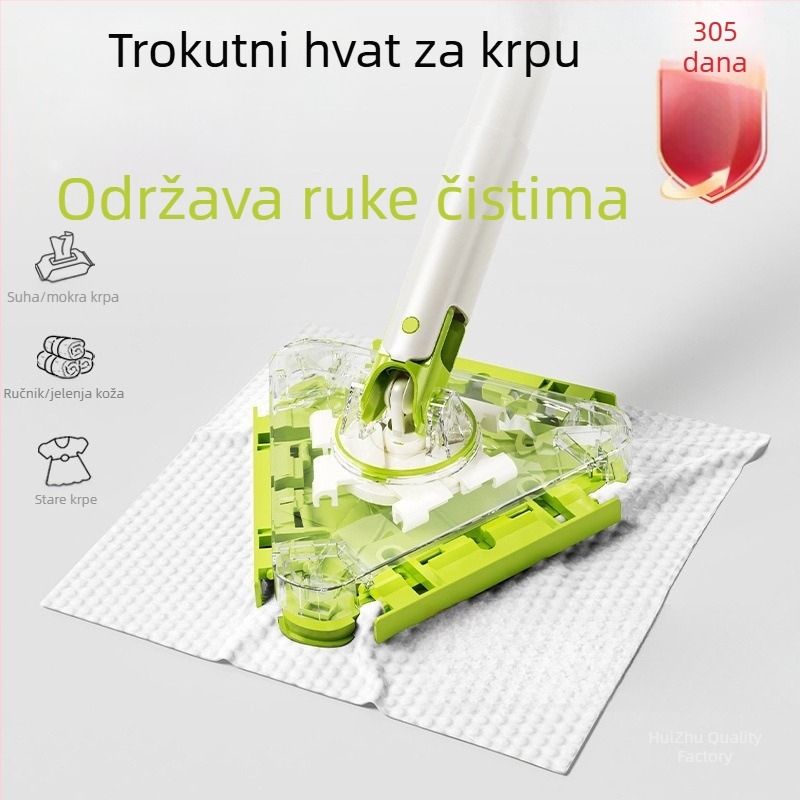 Aluminijski trokutasti držač za krpe za mop, novi model, bez korištenja ruku, mali plosnati tip, pogodan za krpe i ručnike
