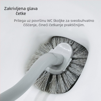 Jednodijelna četka za zahod s dugom drškom i čvrstim dlačicama za temeljito čišćenje, bez mrtvih kutova, bez bušenja