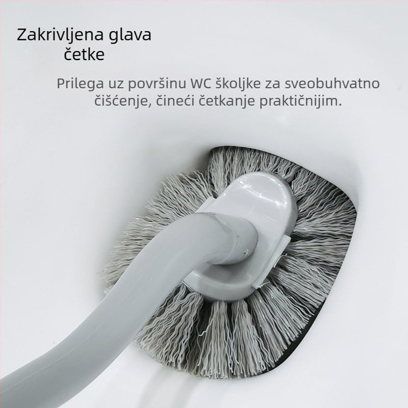Jednodijelna četka za zahod s dugom drškom i čvrstim dlačicama za temeljito čišćenje, bez mrtvih kutova, bez bušenja