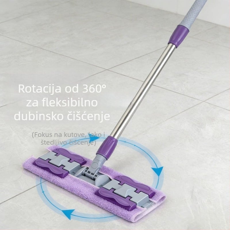 2025 novi model ravne krpe mop s klipom za krpu za drvene podove, upija, čišćenje bez ruku, izdržljiva rotirajuća glava mopa