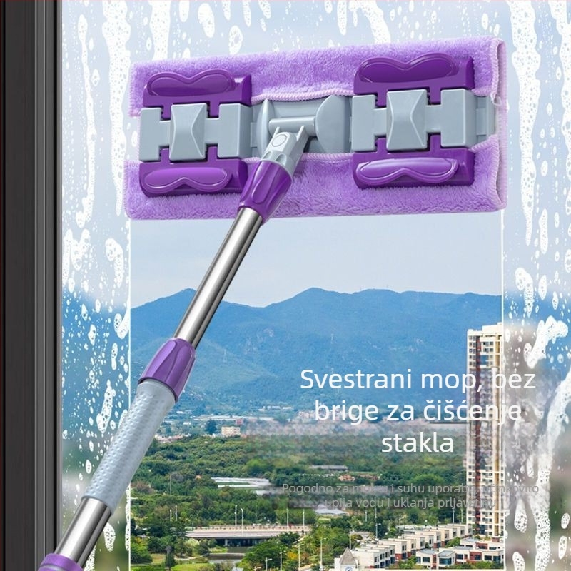 2025 novi model ravne krpe mop s klipom za krpu za drvene podove, upija, čišćenje bez ruku, izdržljiva rotirajuća glava mopa