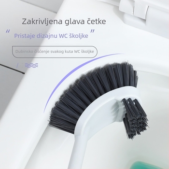 Kućna četka za WC s dugim držkom i dvostrukom glavom, zidni nosač