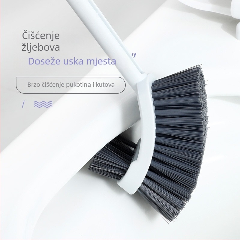 Kućna četka za WC s dugim držkom i dvostrukom glavom, zidni nosač
