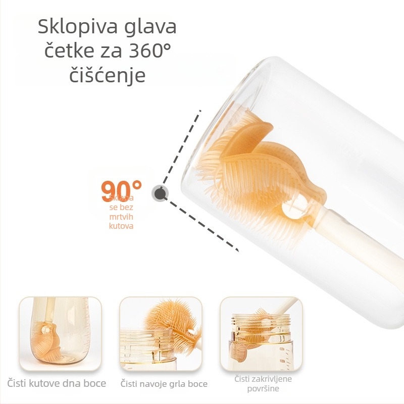 Set silikonih četkica za bočice za bebe, prijenosni, s kutijom za pohranu i četkom za čišćenje bočica