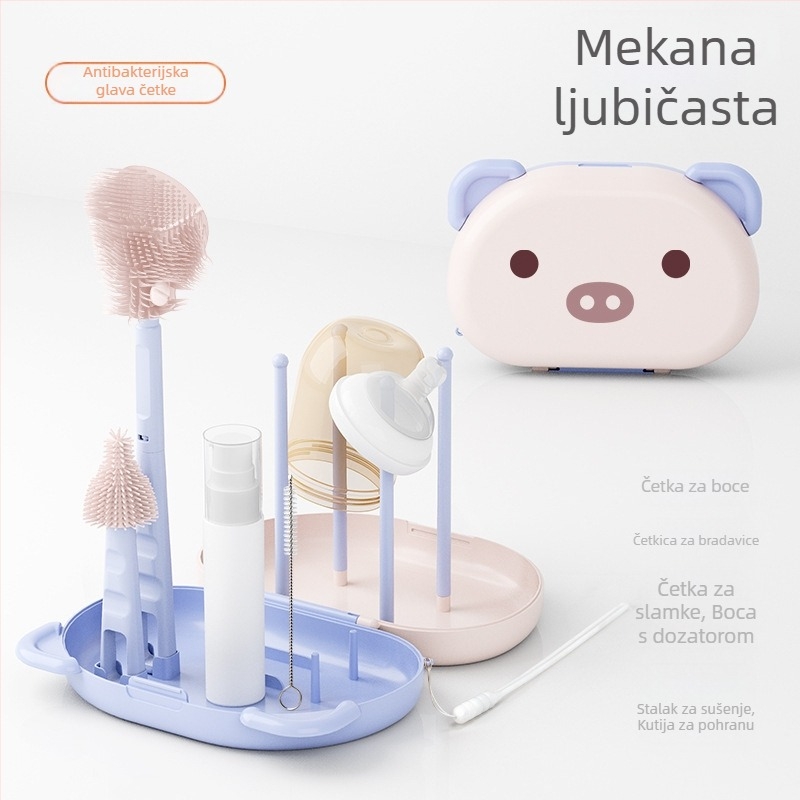 Set silikonih četkica za bočice za bebe, prijenosni, s kutijom za pohranu i četkom za čišćenje bočica