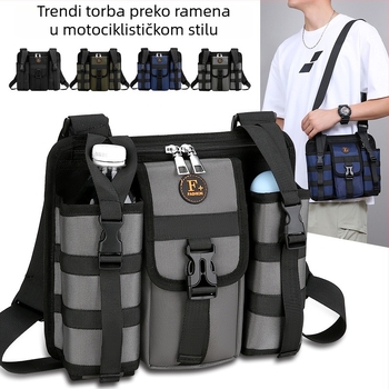 Muška casual torba preko ramena, gradski stil, vodootporna, ultra lagana, prozračna; džep za bocu vode i pretinac za kišobran; kompatibilno s uređajem do 8 inča.