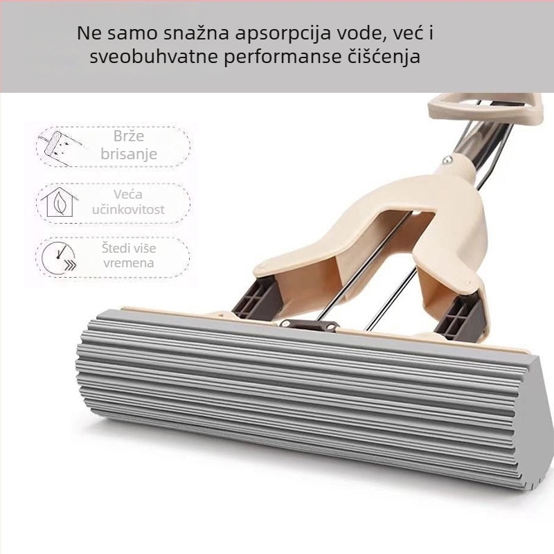 27 cm mop od mikrovlakana, sklopa glava za iscijeđivanje vode i podesiva ručka od nehrđajućeg čelika