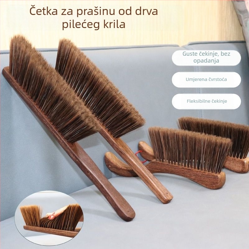Četka za čišćenje kreveta s čvrstim drvenim držačem u obliku pilećeg krila i mekanim dlačicama