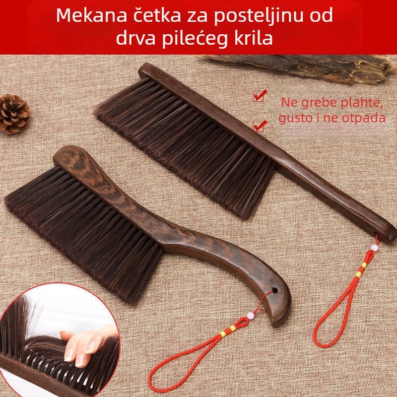 Četka za čišćenje kreveta s čvrstim drvenim držačem u obliku pilećeg krila i mekanim dlačicama