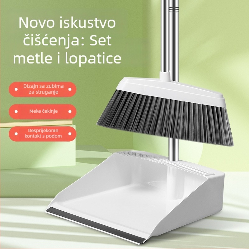 Prilagodljiv set metle i lopatice za prašinu s mekanim dlačicama za kupaonicu i kuhinju