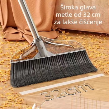 Prozirni set metle i lopatice za prašinu, deblji, velik za kućnu upotrebu – dvodijelni set