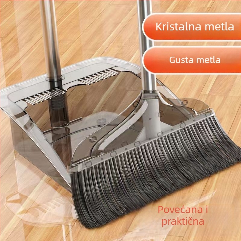 Prozirni set metle i lopatice za prašinu, deblji, velik za kućnu upotrebu – dvodijelni set