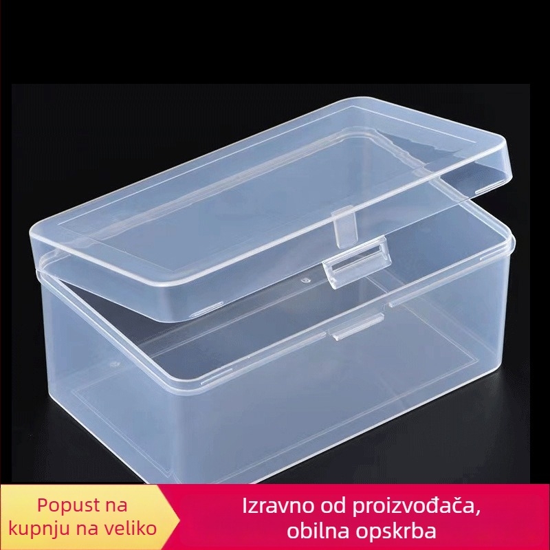 Pravokutna prozirna plastična kutija s poklopcem za organiziranje malih dijelova, sigurna za hranu