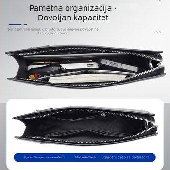 Muška crna PU kožna torba preko ramena, kompaktni kvadratni oblik, za tablet do 10 inča, velika zapremina, urbano jednostavan stil