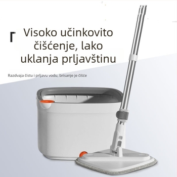 Set kade za spin mop s dvostrukim pogonom i razdvajanjem čiste vode i prljave vode, ručni pritisni rotirajući mop, teleskopska ručka 135 cm