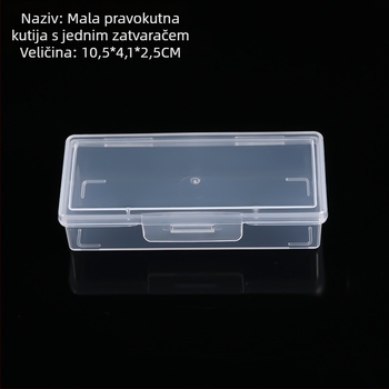 Prozirna PP plastična kutija s poklopcem, pravokutna mala kutija za dijelove, uska kutija za pohranu, dimenzije 10,5 × 4,1 × 2,5 cm