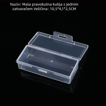 Prozirna PP plastična kutija s poklopcem, pravokutna mala kutija za dijelove, uska kutija za pohranu, dimenzije 10,5 × 4,1 × 2,5 cm
