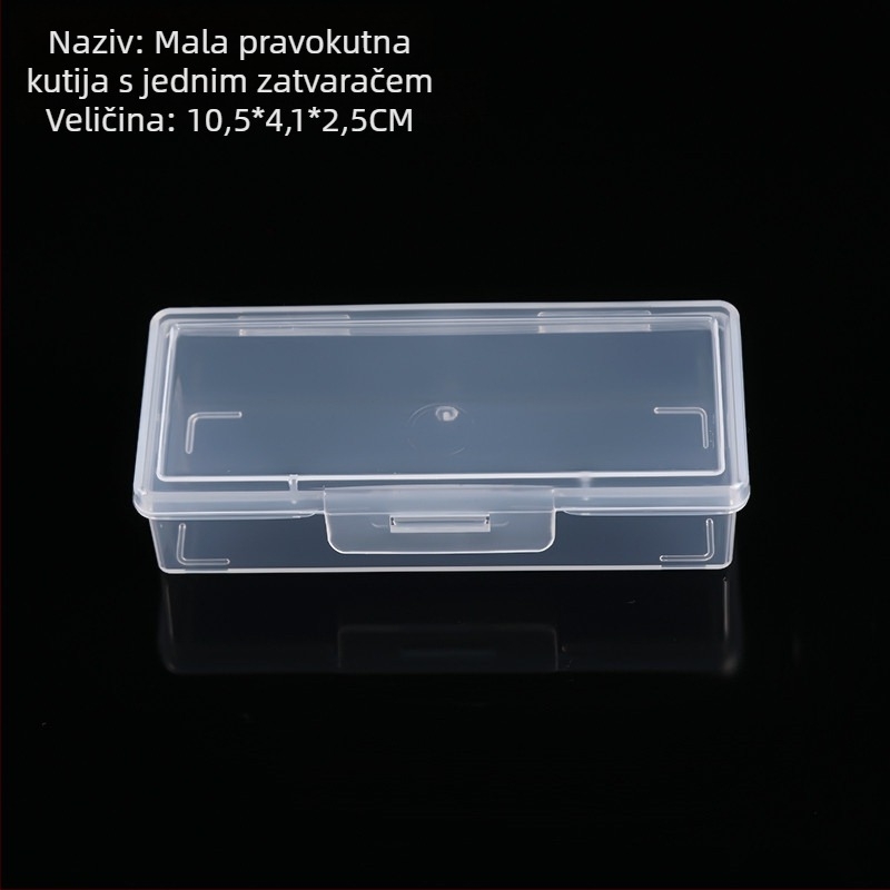 Prozirna PP plastična kutija s poklopcem, pravokutna mala kutija za dijelove, uska kutija za pohranu, dimenzije 10,5 × 4,1 × 2,5 cm