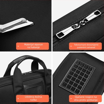 Oxford platnena aktovka za dokumente, velika kapaciteta, vodootporna, pretinac za 15-inčni laptop, s otiskom logotipa