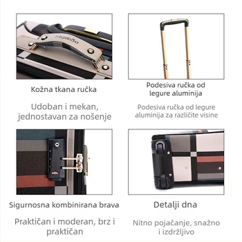 Unisex kofer za poslovna putovanja s okretajnim kotačićima, 20-inčni ručni kovčeg, mrežasti apstraktni uzorak i kombinacijska brava s lozinkom