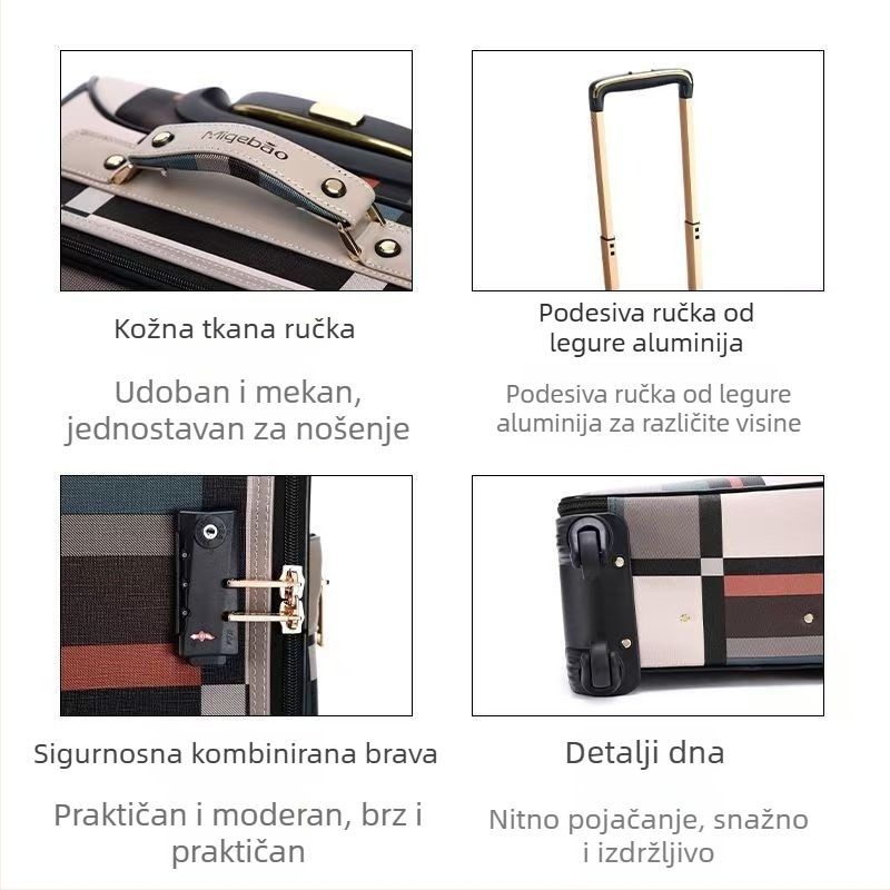 Unisex kofer za poslovna putovanja s okretajnim kotačićima, 20-inčni ručni kovčeg, mrežasti apstraktni uzorak i kombinacijska brava s lozinkom