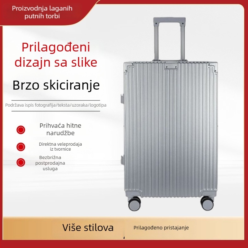 Prilagođeni modni kofer za putovanje, unisex, 24-inčni s velikim kapacitetom; 20-inčni studentski model s okretljivim kotačićima i TSA kombinacijskim zaključavanjem