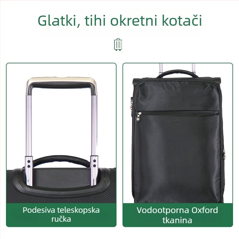 Prilagodljiva torba za putovanje velikog kapaciteta od vodootporne Oxford tkanine, s proširivim dizajnom i teleskopskom ručkom, dostupne veličine 20, 24, 28 i 32 inča