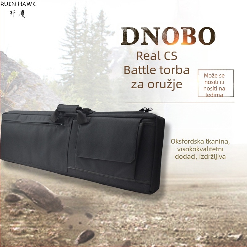 CS taktična torba za oružje, duljina 0.85 m, crno-kamuflažni dizajn, vojni stil, podstavljena unutrašnjost, 100 cm, višenamjenska ručna torba za ribolovnu opremu
