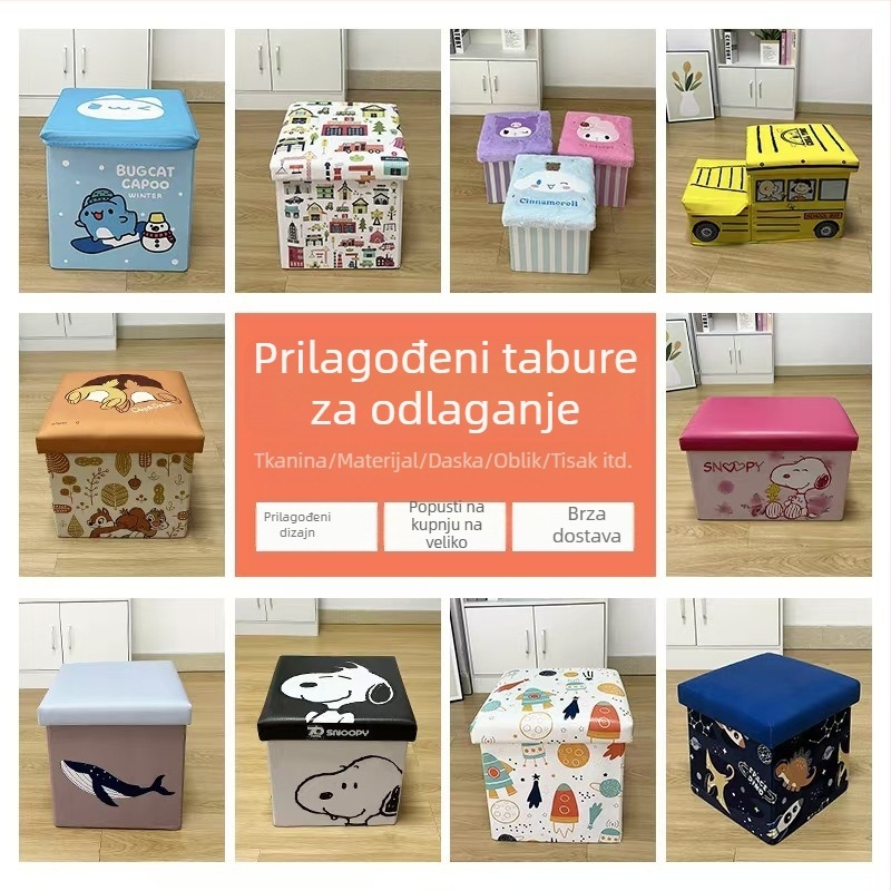 Skopiva pliš stolić za pohranu s crtić dizajnom, višenamjenski sjedalo i organizator igračaka i grickalica