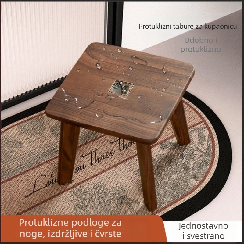 Drvena stolica za kupaonicu za starije osobe i trudnice, protuklizno sjedalo za tuširanje, vodootporna i otporna na koroziju, niski tabure