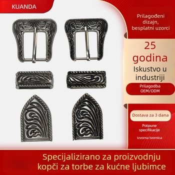 Prilagođeni set kopči za pojas visokog kvaliteta s vintage teksturom – tri komada, metalna kopča sa šiljkom, kožni proizvodi