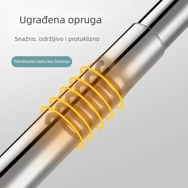 Bez bušenja, 304 nehrđajući čelik, teleskopska šipka za sušenje odjeće, šipka za zavjese i tuš, balkonska jednoručna šipka