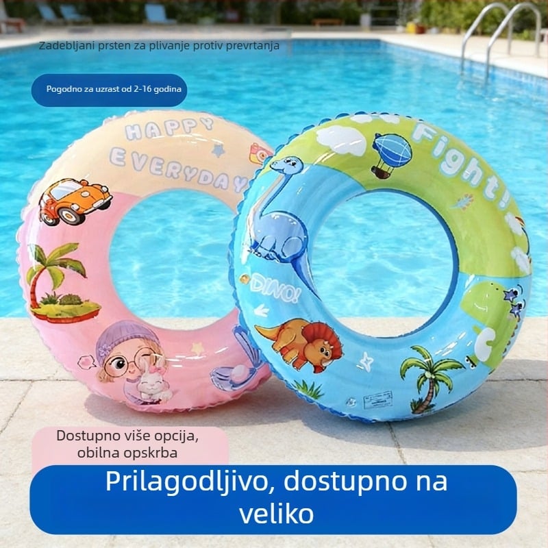 Debeli napuhani plivački prsten s karikaturnim motivom za djecu i bebe, dizajn protiv prevrtanja