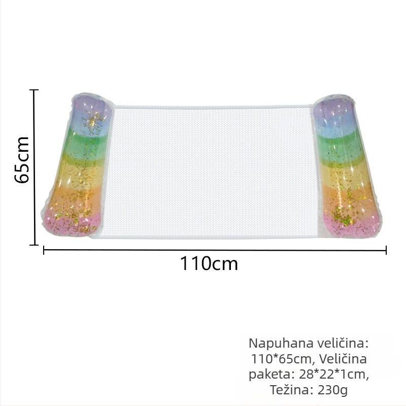 Plivajući vodeni hamak s perlicama u gradijentnom mrežastom dizajnu, ekološki PVC, za vanjski bazen, za odrasle