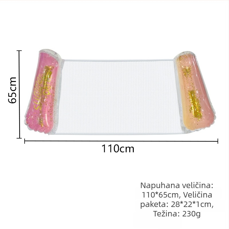 Plivajući vodeni hamak s perlicama u gradijentnom mrežastom dizajnu, ekološki PVC, za vanjski bazen, za odrasle