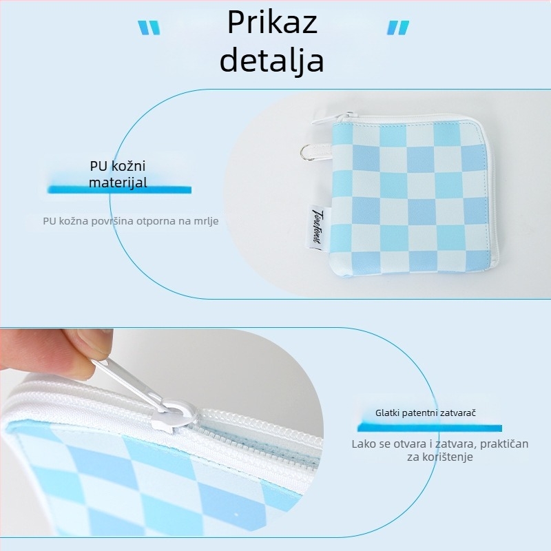 Prilagođena tiskana torbica s patentnim zatvaračem za novčiće i kartice, kompaktna torbica za slušalice i ključeve