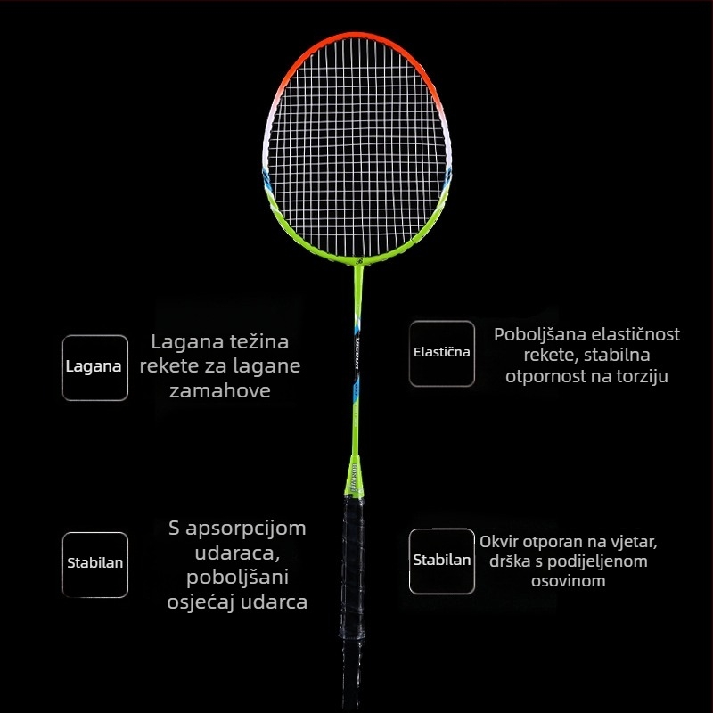 Set od dvije badminton rakete za početnike – obiteljsko vježbanje i trening