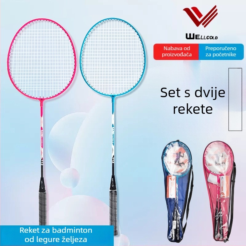 Set reketa za badminton za početnike, rekete od legure željeza za trening, univerzalni set od 2 komada