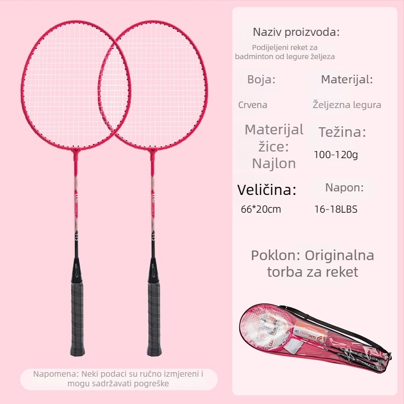 Set reketa za badminton za početnike, rekete od legure željeza za trening, univerzalni set od 2 komada