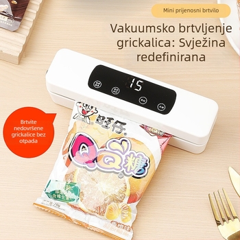 Mini bežični vakuumski zatvarač za kućnu uporabu, punjiva, za vakuumske vrećice hrane, kuhinjski uređaj za pakiranje