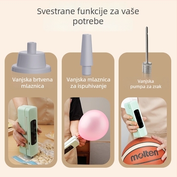 Mini bežični vakuumski zatvarač za kućnu uporabu, punjiva, za vakuumske vrećice hrane, kuhinjski uređaj za pakiranje